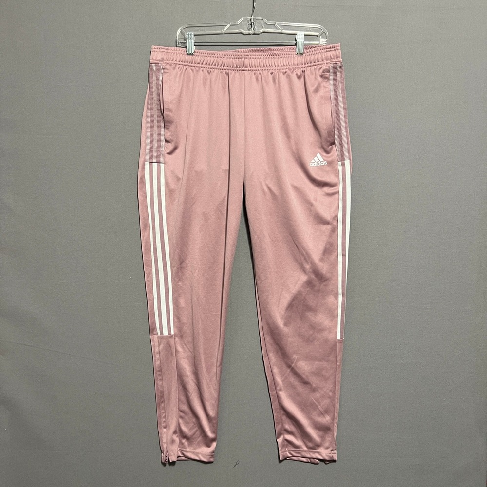 Adidas Tiro Aeroready Track Pants Womens XL Pink White‎ Stripes Tapered Joggers